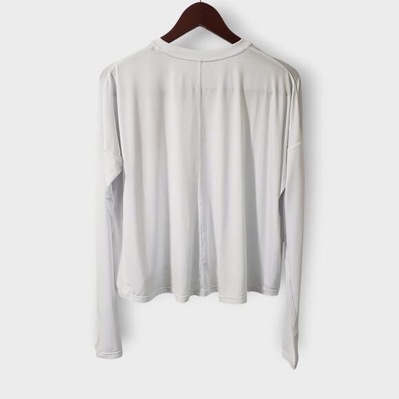 NWT POPFLEX The Perfect Long Sleeve Top Crop Oversized Tee White Sz XXS Active - Picture 4 of 11